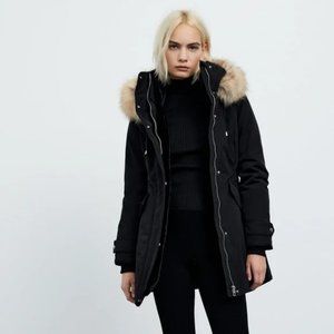 ZARA HOODED PADDED COAT/WINTER PARKA (SMALL)